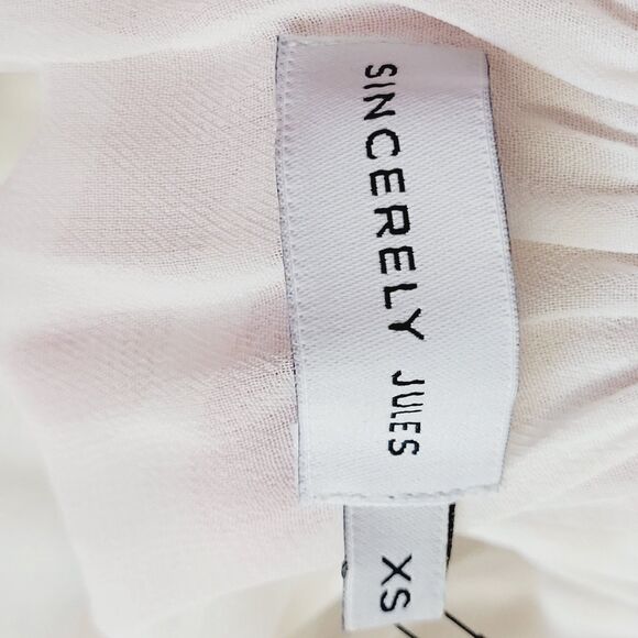 NWT Sincerely Jules Cameron Chiffon Ivory Size XS Flowy Women Blouse - Picture 9 of 13